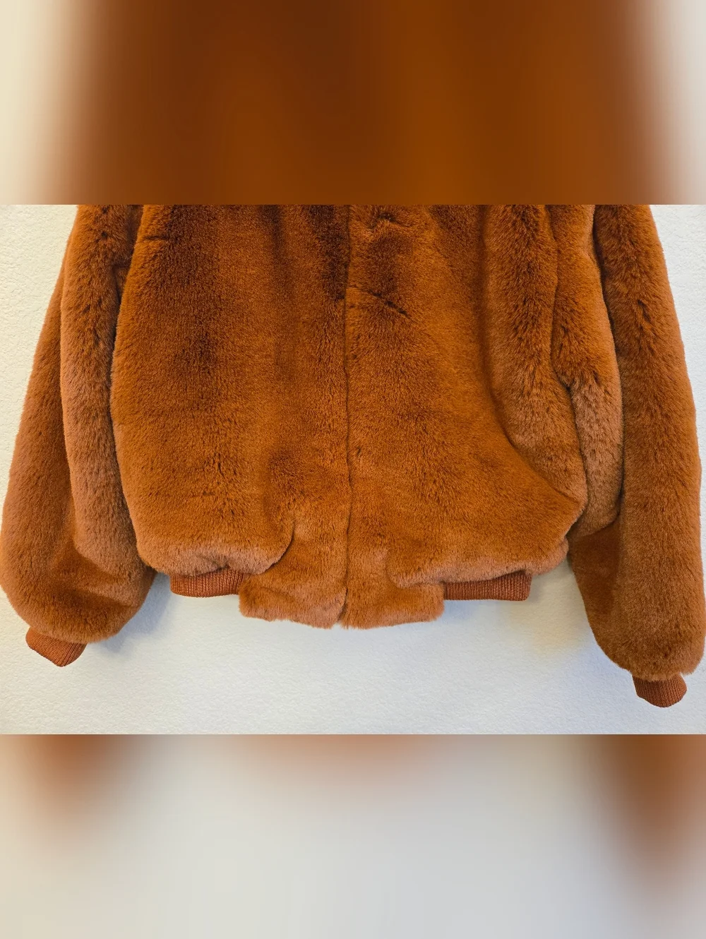 Navarro Canada Women's Sz S Bomber Jacket Short Faux Copper Fur Soft Pockets
